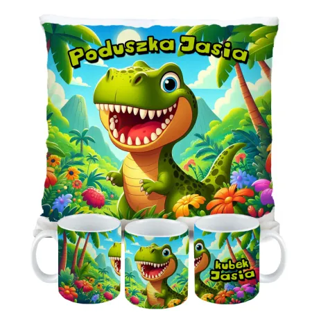 Kubek Poduszka Dinozaur Dinozaury T-rex Tyrannosaurus Triceratops